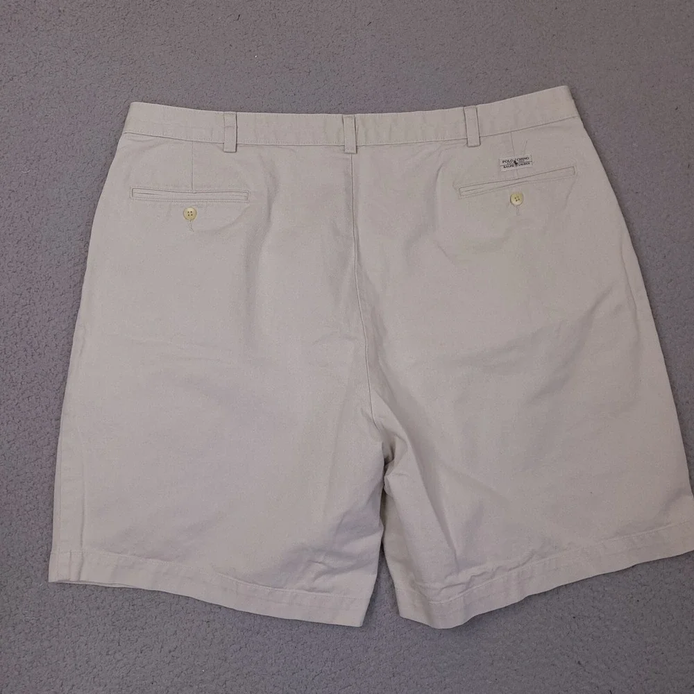 Polo Ralph‎ Lauren Shorts Mens 40 Beige 100% Cotton Pleated Tyler Short Vintage